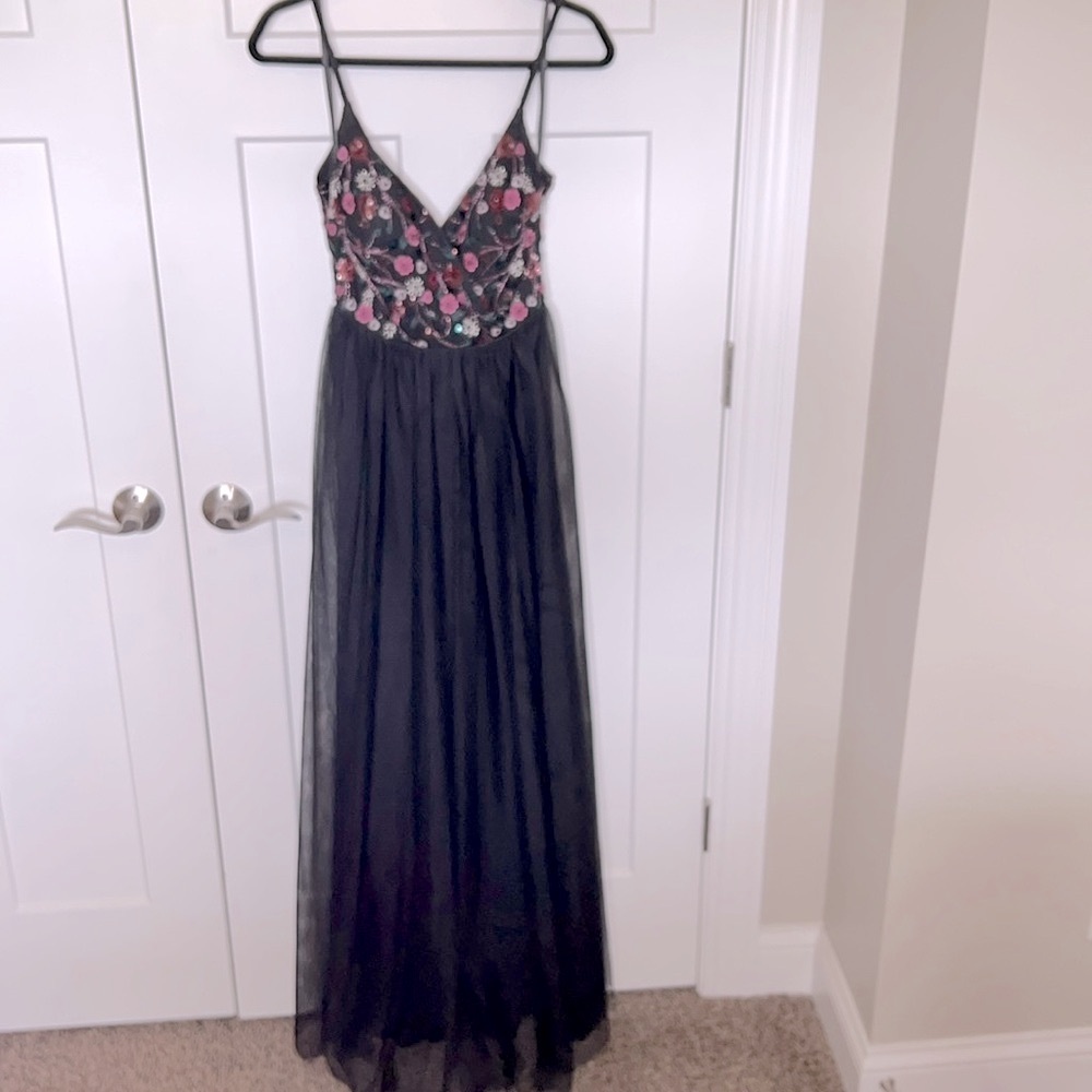 NWOT Beaded Embroidered Floral Gown